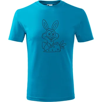 LORD OF PIXELS Dětské tričko se zajícem a mrkví Barva textilu: tyrkysová, Dětská velikost: 158 cm/12 let