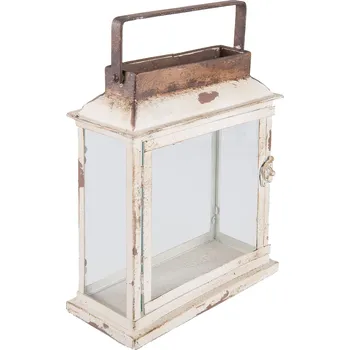 Lucerna Krémová kovová lucerna Antik - 25*12*30 cm