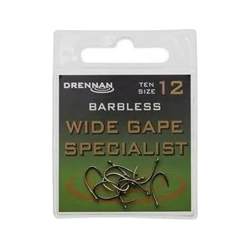 Rybářský háček Háčky bez protihrotu Drennan Wide Gape Specialist Barbless vel. 12