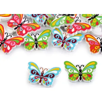 Knoflík Dřevěný dekorační knoflík motýl, rozměr 17x24mm