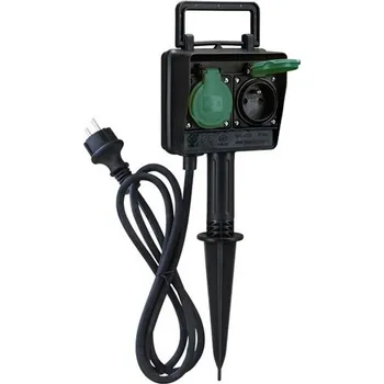 Elektrická zásuvka SOLIGHT Zahradní sloupek, 2 zásuvky, 1,5 m, gumový kabel