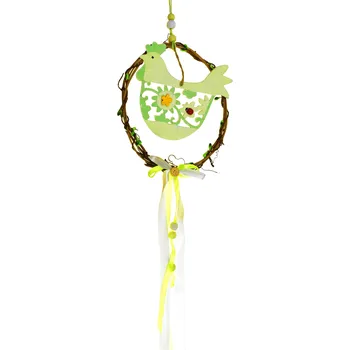 Velikonoční dekorace Věneček se slepičkou na zavěšení 30 cm