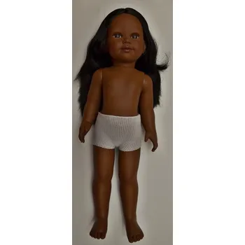 Panenka Realistická panenka Nasha bez oblečení od firmy Vestida de Azul (Nasha - rovné dlouhé černé vlasy - 45 cm )