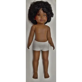 Panenka Realistická panenka Coral bez oblečení od firmy Vestida de Azul (Coral - černé kudrnaté vlasy - afro- 45 cm )