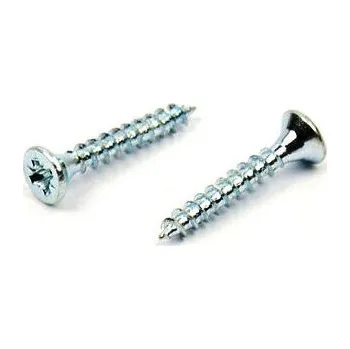 Vrut Univerzální vrut do dřeva 3,5x20 plný závit zinek bílý (Vrut do dřeva, křížová drážka PZ, zápustná hlava)