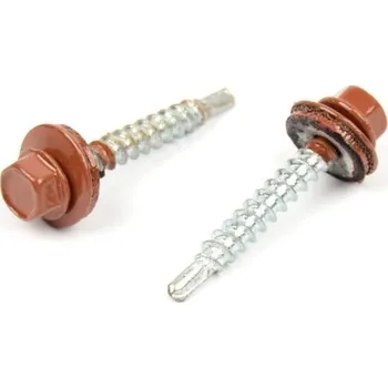 Šroub Střešní šroub s EPDM 4,8x35 RAL 8004 bronzově hnědá (Střešní - farmářský šroub s podložkou)