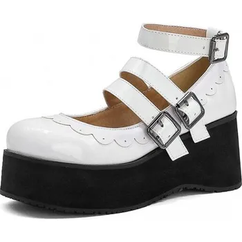 Dámské lodičky Dvoubarevné lodičky s pásky přes nárt GoodDayGirl Fashion Barva: Bílá, Velikost: 46