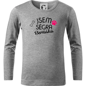 Chlapecké tričko Jsem ségra Berňáka - Triko dětské Long Sleeve - 146 cm/10 let ( Tmavě šedý melír )