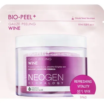Přípravek na čištění pleti a oči Neogen Dermalogy Bio-Peel+ Gauze Peeling Wine peelingové pleťové tamponky pro vyhlazení pleti a minimalizaci pórů 8 ks