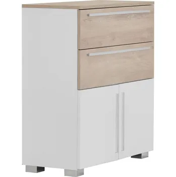 Komoda Komoda vysoká se zásuvkami dub preminum/bílá LEONIDAS 80