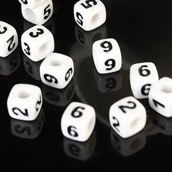 Materiál na výrobu šperku Šperky4U Plastový korálek kostka - číslice - PK210