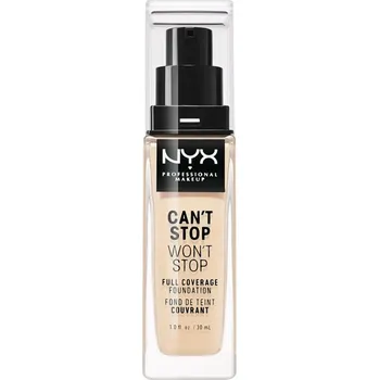 Make-up NYX Professional Makeup Can't Stop Won't Stop Full Coverage Foundation vysoce krycí make-up odstín 02 Alabaster 30 ml