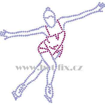 C195 - krasobruslařka nažehlovací hot-fix kamínková aplikace na textil, rozměry cca 14,0x13,4cm barva: polobroušené kameny barva 101 Crystal /stříbrná a 103 Siam /červená