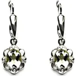 Zlaté náušnice, přírodní green ametyst, bílé zlato, NK 1140/20