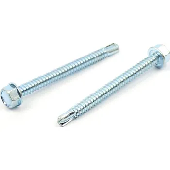 Šroub Samovrtný šroub do plechu 6,3x80 mm DIN 7504 K šestihranná hlava, zinek bílý (Samovrtný šroub do plechu se šestihrannou hlavou - TEX)