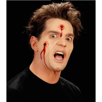 Karnevalový doplněk Dvě střelné rány s latexovým lepidlem