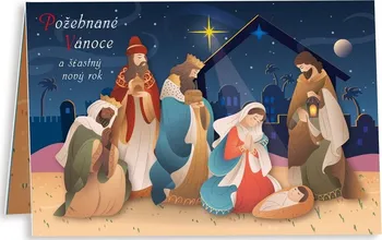 Nekupto Vánoční přání Betlém Požehnané Vánoce 115 x 170 mm