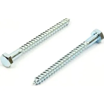 Podstavcový vrut do dřeva 6x90 zinek bílý, DIN 571 (Vrut se šestihrannou hlavou)