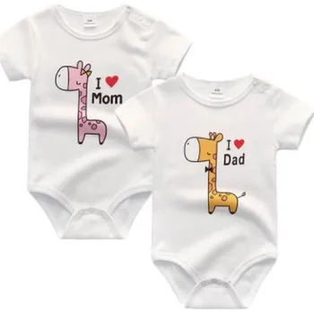 Kojenecký body Kojenecké body s potisky "I love mama / papa!" a jiné (2 ks) Motiv: 1 bílé - žirafky I love mom / dad, Velikost: 9M