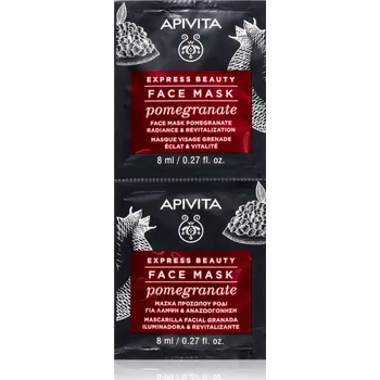 Pleťová maska Apivita Express Beauty Revitalizing Face Mask Pomegranate revitalizační a rozjasňující pleťová maska 2x8 ml