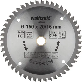 Pilový kotouč Wolfcraft pilový kotouč jemné řezy ø160x20,16 Z48 6620000