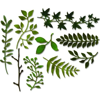 Řezačka papíru Sizzix Větvičky s lístky - vyřezávací kovové šablony Thinlits (9ks)