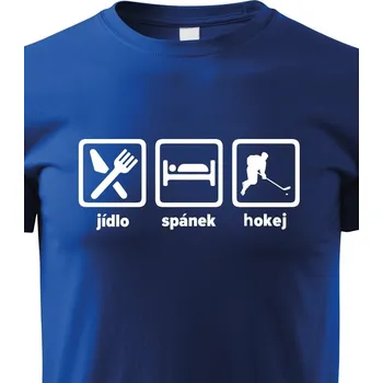 Chlapecké tričko Dětské tričko Jídlo spánek hokej, Barva Modrá, Velikost 146 cm/10 roků, Canvas Dětské tričko Bezvatriko.cz 0985 - 1x bila velke