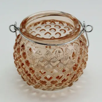 Váza Svícen sklo/hliník 6,5cmV7cm oranžová