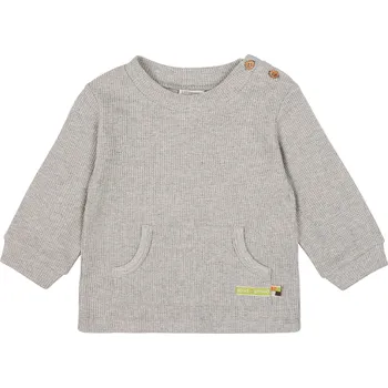 Chlapecké tričko Dětské triko s dlouhým rukávem Klokaní kapsa světle šedivá loud + proud Velikost: 74/80