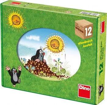 Dřevěná hračka Dino Kubus dřevěné kostky 12 ks
