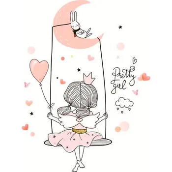 Samolepící dekorace Čína Samolepky na zeď - dívka na houpačce, tancující dívky Varianta: dívka na houpačce