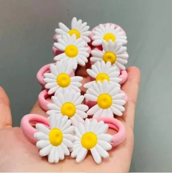 10 ks ozdobných gumiček do vlasů - mix motivů Varianta: 27 růžové - kopretina