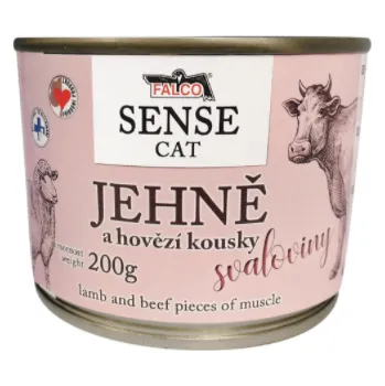 Krmivo pro kočku FALCO SENSE CAT jehněčí a hovězí kousky svaloviny 200g - 6ks