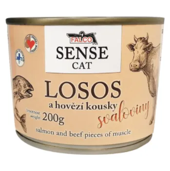 Krmivo pro kočku FALCO SENSE CAT losos a hovězí kousky svaloviny 200g - 6ks