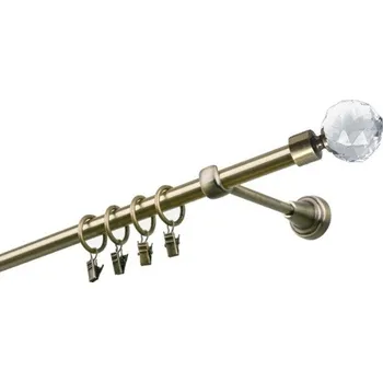 Garnýž kovová 120 cm jednořadá 19 Koule crystal mosaz