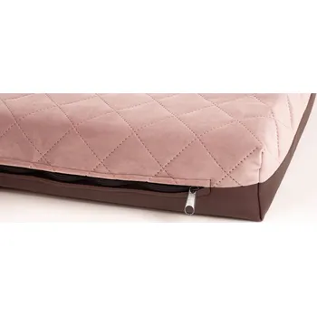 Pelíšek pro psa Pelech prošitý velur starorůžová, spodek hnědá ekokůže Velikost matrací: 100x67cm 5cm vysoká