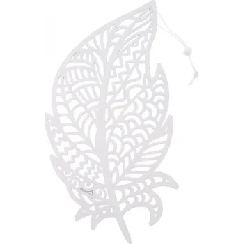 Samolepící dekorace Paper Design Závěs Pírko s výřezem 25x11cm dřevěný, bílý