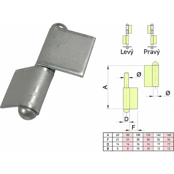 pant Panty k přivaření s praporkem, 60 - 160mm Varianta: Pravý 80mm