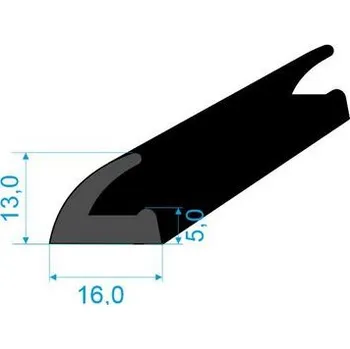 Těsnění karosérie 05397076 profil tvaru "L", 13x16/5mm, EPDM 60ShA