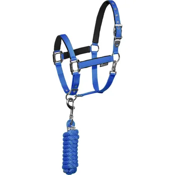 EQUESTRO Set ohlávky s vodítkem Shiny Fittings Equestro, royal blue COB