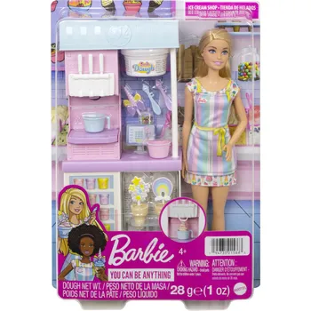 Barbie HCN46 Prodavačka zmrzliny blondýnka herní set