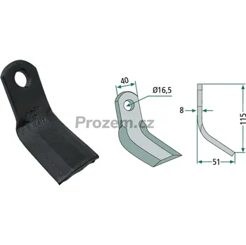 Mulčovací Y-nůž pro Agricom, Celli, 115/8/16,5 mm