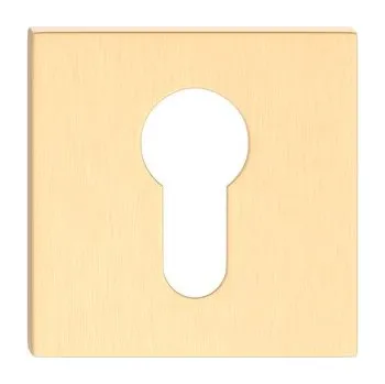 Dveřní kování Rozeta na vložku hranatá kartáčovaná mosaz slim - komplet 2ks