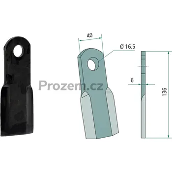 Mulčovací nůž pro Sicma, Sovema, 136/6/16,5 mm