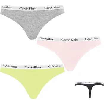 Kalhotky Calvin Klein tanga QD3587E 3 pack 13X - Vícebarevné / S