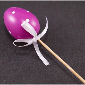 Velikonoční dekorace Malá velikonoční vajíčka s puntíky na špejli - délka 15 cm - červená, zelená, oranžová, žlutá, fialová fialová_CEZ2410