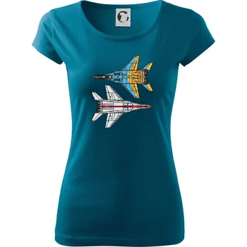 Dámské tričko Mig 29 Fulcrum ze spoda a ze zhora - Dámské triko Pure - XS ( Petrolejová )
