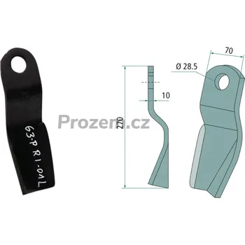 Pracovní nůž Mlátící nůž levý pro Fischer, 270/10/28,5 mm