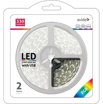 LED páska Set: voděodolný LED pásek 7,2W/m, 330lm/m, RGB, délka 2m, s ovladačem a USB koncovkou