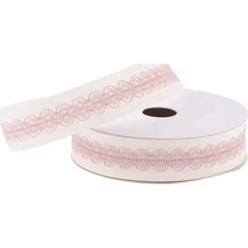 Stuha Stuha dekorativní 25mm/5m krémová/béžová, s krajkou